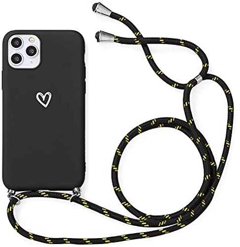 Yoedge - Carcasa con cordón para Huawei P30, TPU Flexible de Silicona Mate con Cadena Ajustable para Huawei P30 (6,1 Pulgadas), Color Negro