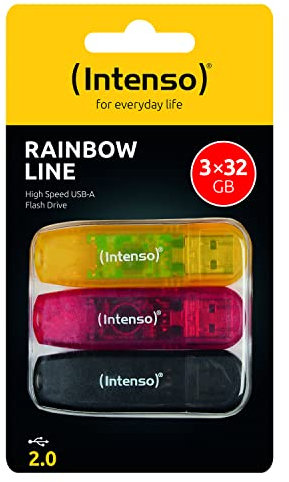 Intenso Rainbow Line 3x32 GB USB-Stick USB 2.0, gelb, rot und schwarz