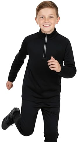 Kids Sweatshirt Jacket Black Quarter Zip Reflective Sports Fitness Running Tops