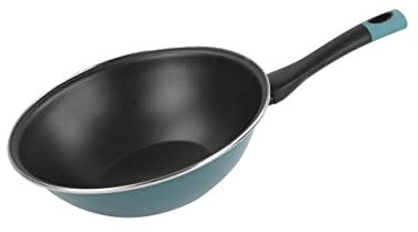 MAGEFESA Lotus - Wok 28 cm de Acero vitrificado Exterior Azul. Antiadherente bicapa Reforzado, Apto para Todo Tipo de cocinas, Especial inducción. 50% de Ahorro energético.
