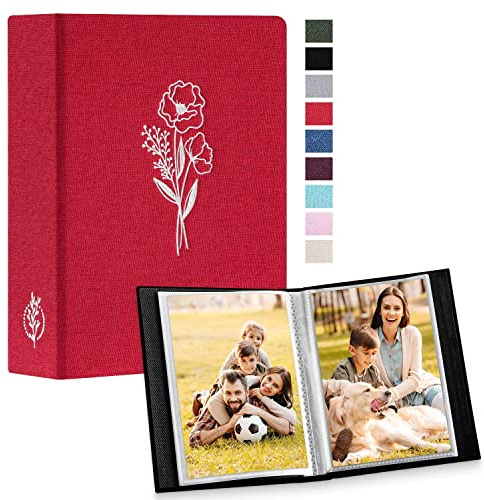 Lanpn Album Fotografico 10x15 50 con Tasche 2 Confezioni, Piccolo Mini Biancheria Album Foto Portafoto Verticale Tascabile Tasca Rosso