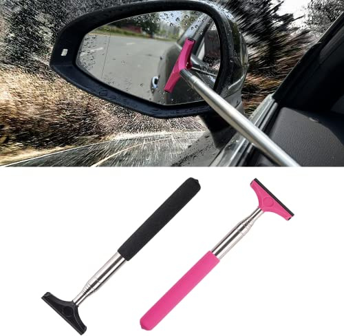 LJDJ Car Rearview Mirror Wiper 2 Pack, 98cm Telescopic Universal Cleaner