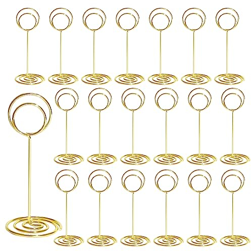 Segnaposto Porta Carte da Tavolo,20 Pcs Metallo Portacarte Segnaposto portanumero da tavolo Portanumero da Tavolo Memo Holder Clip, per Matrimonio, Festa, Ufficio, Ristorante, Scuola(rotondo,85*35mm)