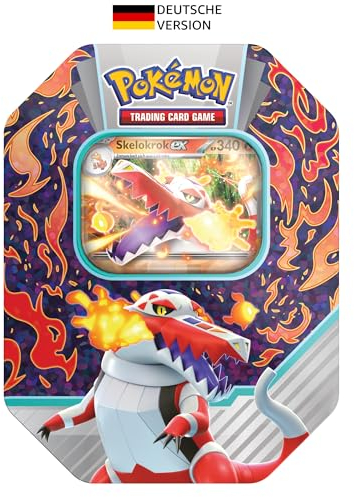 Pokémon-Sammelkartenspiel: Tin-Box Paldea-Partner: Skelokrok-ex (1 holografische Promokarte & 4 Boosterpacks)