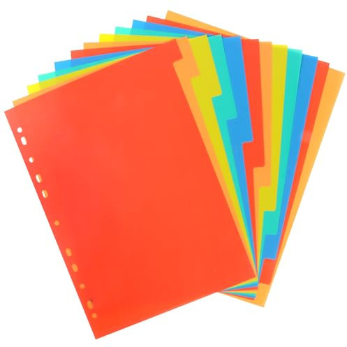 Trennblätter für Ordner A4 12-teiliges,11 Löcher Ordner-Register Farbig,Ordner Trennblätter Ordner Register Trennstreifen Trennlaschen Bunt Ringbuchregister