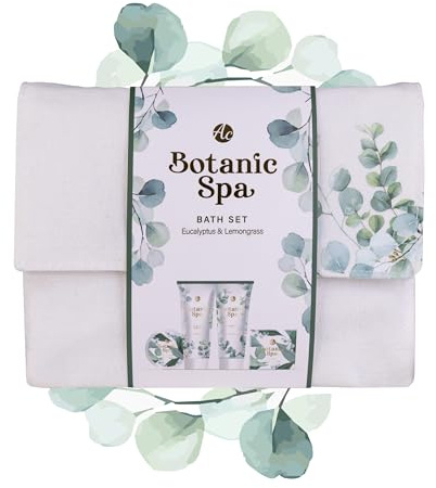 Coffret cadeau Accentra BOTANIC SPA avec trousse de toilette, gel douche, crème pour les mains, beurre corporel, coffret de douche, pour femme, pour la Saint-Valentin, la fête des Mères et Noël