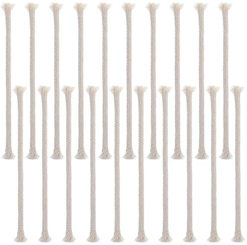 AOZUO 20 Stück 6mm Docht für Öllampen Ersatzdocht, Baumwolldochte für Öllampen, Kerzendocht Cotton Candle Wick für die Kerzenherstellung Candle DIY, Alkoholkerzenbrenner, Petroleumlampe
