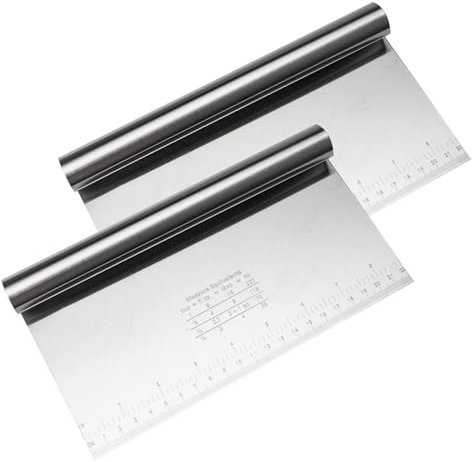 2 Pezzi Raschietto Taglia Impasto, 22 *12 cm Taglia Pasta, Tagliapasta in Acciaio Inox, Raschietto Cucina, Tagliapasta per Tortellini, Spatola per Dolci, Raschietto per Tagliare Pasta, Pizza, Biscotti