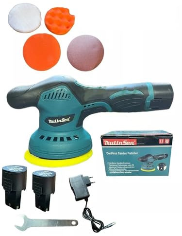 Lucidatrice a due batteria 12v levigatrice rotorbitale 8 velocità per auto moto, Lucidatrice Auto per la Pulizia Dell'auto, la Lucidatura e la Ceratura