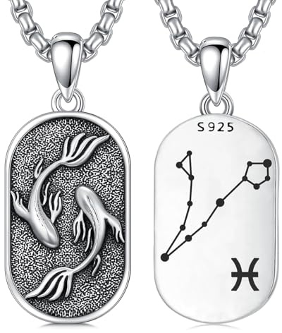 enjoylifecreative Sternzeichen Fische Halskette für Herren Damen 925 Sterling Silber Pisces Sternbilder Horoskop Anhänger Kette Schmuck Geschenke für Männer Frauen