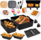 Julrrimg Silikonform Heißluftfritteuse Zubehör für Philips Airfryer Dual Basket 3000 Serie, Airfryer Zubehör enthält Silikonform, Backpapier, Waffeleisen, Grillrost, Brotbackformen für Philips NA350