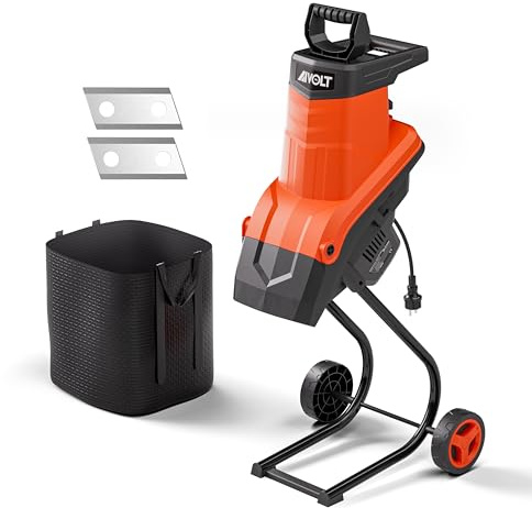AIVOLT Electric Wood Chipper Shredder 1800W Portable Wood Shredder with Collection Bag 1.8-inch Cutting Diameter for Mulching, Composting and Yard Cleanup