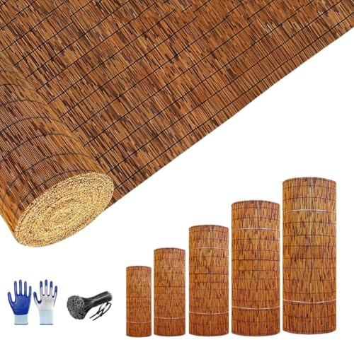 Recinzione da giardino in legno, bastoncini di bambù per recinzione e decorazione, disponibili in altezze 50-180 cm, perfette per privacy e progettazione del paesaggio (130 x 950 cm)