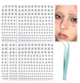 JOOTUEPO 5 piercing per labbra, naso, sopracciglio, punk / Y2K, piercing finto, non penetrante, da incollare su adesivi argentati per ombelico