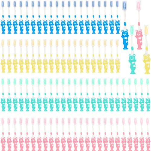 100 Pack Kids Toothbrushes Bulk, Soft Bristle Children Manual Toothbrushes with Dust Covers, Manual Toothbrush for Ages 3-10, School Travel Party Bags, 4 Colours