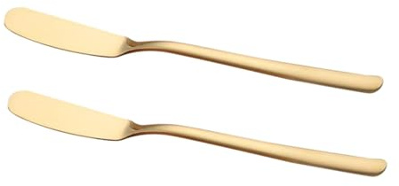 MUELODSIC 2 piezas de Acero Inoxidable para Untar Mantequilla y Queso Cortadores Multiusos para Crema y Mermelada Utensilios de Cocina Color Dorado