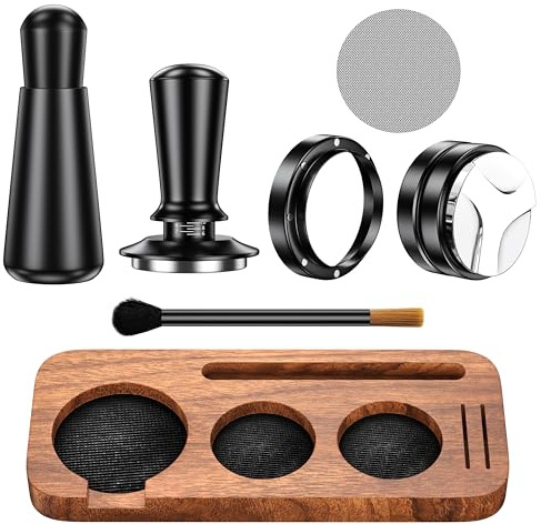 7 Pack Espresso Accessories Kit,54mm Espresso Tool Kit | Espresso Tamping Station | Coffee Distributor Tamper | WDT Tool | Dosing Funnel | Expresso Puck Screen | Christmas Gift for Espresso Lovers