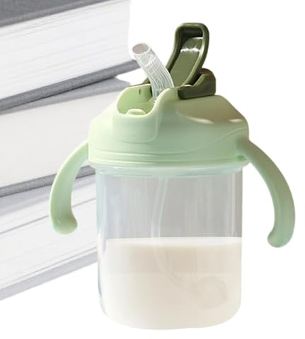 Penlimly Vaso con pajita | Transición para dejar el biberón, apto para lavavajillas 300ml | Vaso Antiderrame con Pajita Lastrada,para Leche en Polvo, Hogar, Guardería, Dormitorio, Viaje y