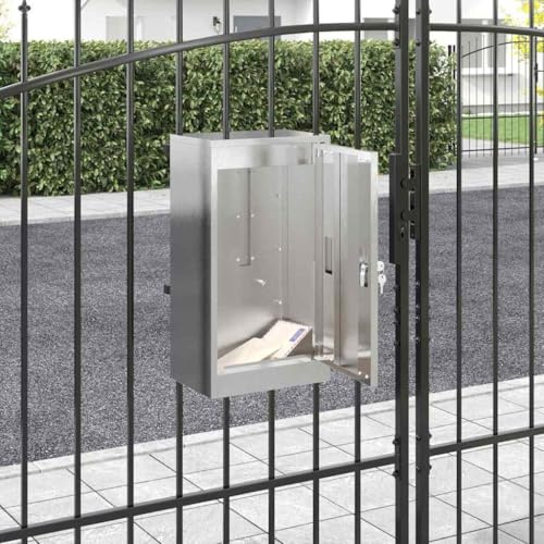 LoogCape brevlåda med förvaringsutrymme rostfritt stål silver 30 x 20 x 55 cm väderbeständig för utomhusbruk med lås och fönster för ytterdörr, trädgård, staket, fasad, entré