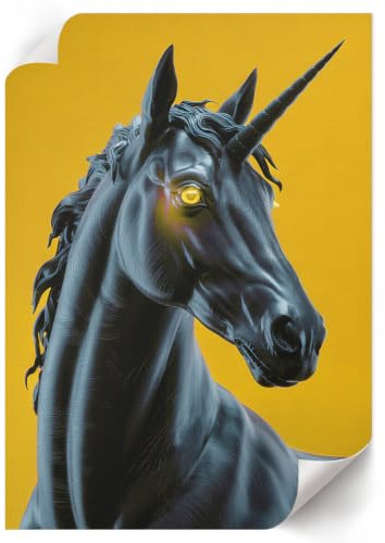 Lienzo Decorativo 42x59,4 cm | Tamaño A2 | Unicornio negro