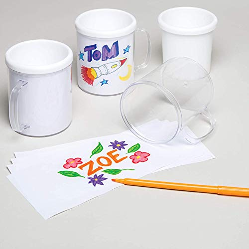 Baker Ross Concevez votre propre tasse en plastique, pour que les enfants peignent, décorent et personnalisent pour des activités d'artisanat (pack de 2) E6817