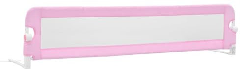 vidaXL Bettschutzgitter Bettgitter Kinderbettgitter Babybettgitter Rausfallschutz Kinder Baby Kleinkind Gitter Kinderbett Rosa 180x42cm Polyester