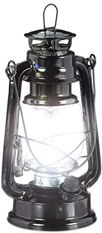 Relaxdays 1x Lanterne tempête LED, Lampe rétro, comme décoration de fenêtre ou Lampe Jardin, à Piles, Noir