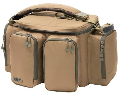 Korda Carp Fishing Luggage Compac Small Bait and Tackle Carryall with Reinforced Base Water Resistant 5 External Pockets 48cm x 33cm x 27cm