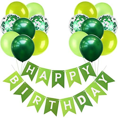 Striscione Buon Compleanno Palloncini Verde Kit Decorazioni Compleanno Bandierine Festoni Compleanno Happy Birthday Ghirlanda Compleanno Verde Bambini