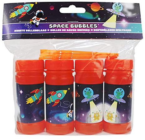 BEMIRO Seifenblasen Weltraum 4er Set - 60 ml pro Flasche, Seifenblasen, Seifenblasen Kinder, Seifenblasen Set, Seifenblasen Hochzeit, Seifenblasen Kinder Mitgebsel
