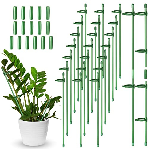 meekoo 30 Pcs 12 Inch Adjustable Plant Support Stakes for Indoor, Green