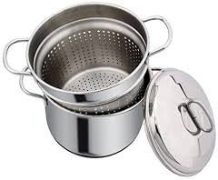 CUOCIPASTA PASTAIOLA CON CESTELLO DA 20 CM CON DOPPIO FONDO ADATTA ANCHE PER L' INDUZIONE MADE IN ITALY