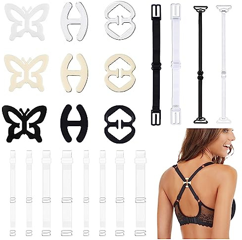 Asaisimg Juego de 21 correas de brasier transparentes invisibles, antideslizantes, ajustables, suaves y transparentes, para brasier sin tirantes para mujer, tirantes de lencería desmontables,