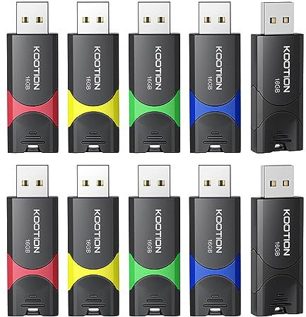 KOOTION 10 Stück USB Sticks 16GB Speichersticks Set USB 2.0 10 STK Memory Stick Metall 16G Thumb Drive 10er Pack Flash-Laufwerke Speicher Sticks 16 Gbyte Flash Sticks USB Flash Drives Bunt