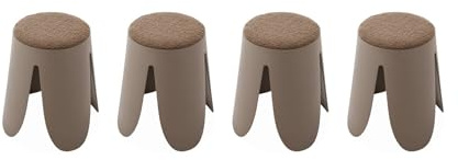 Alice's Home - Set de 4 tabourets empilables Marrons. Bouclette texturée. Niki. Ø30 / 44 x H46cm