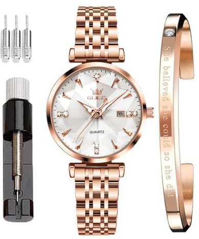 OLEVS Relojes Femeninos Moda Diamante Roma Digital Femenino analógico Cuarzo Acero Inoxidable Impermeable Fecha Luminosa Regalo de Relojes Femeninos