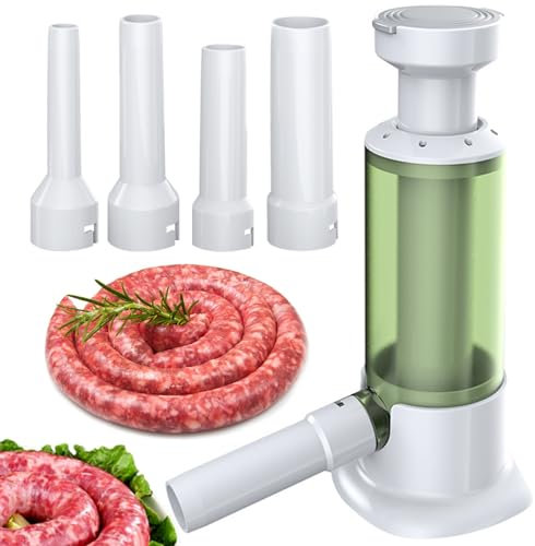 Farcir Saucisse Machine Machine à Remplissage, Eiflayn Poussoir à Saucisse Manuel, Machine à Saucisses, Avec 4 Tubes De DifféRentes Diamettres, Convient Pour Les Saucisses Faites Maison
