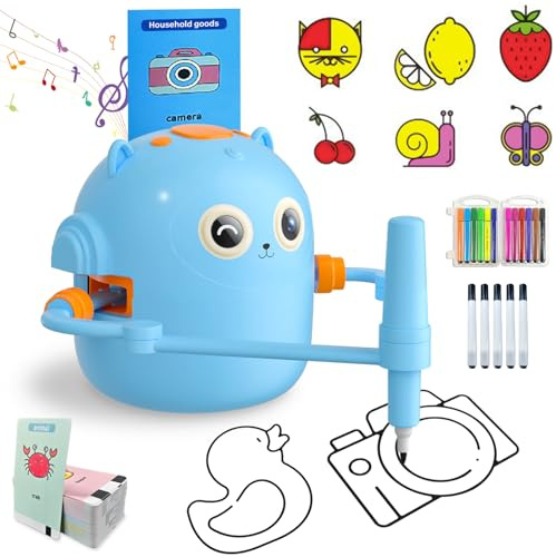 Robot de Dessin Automatique avec Stylo 100 Cartes Jouet Éducatif Rechargeable Interactif Cadeau pour Garçons et Filles 3 Ans et Plus