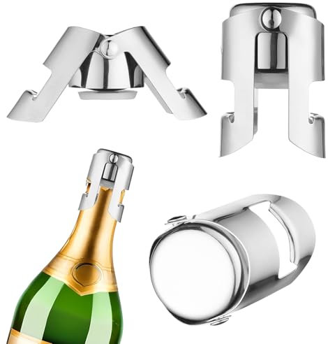2 Pcs Leak Proof Champagne Stopper, Stainless Steel Vacuum Wine Stoppers, Prosecco Stopper for Sparkling Bottle Closure, Wine Bottle Stoppers for Red Wines