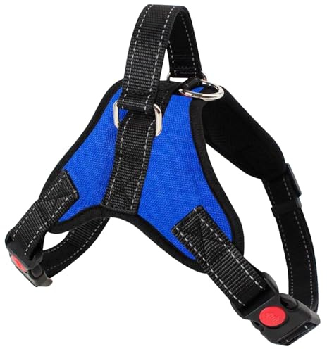 DAVBNM Dog Harness No Pull, Adjustable Assistance Service Dog Vest with Safety Buckle, Reflective Oxford Easy Control with Sturdy Handle, Breathable Outdoor Training (M,blue)