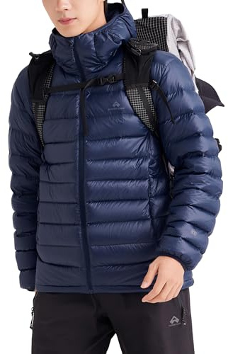 Pioneer Camp Piumino da uomo – Giacca trapuntata leggera con cappuccio, isolamento Primaloft e impermeabile – Calda giacca invernale per attività all'aperto e di tutti i giorni, blu navy, XL