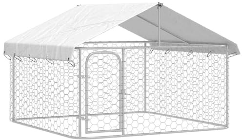 Chenil Extérieur avec Toit pour Chien, Chenil d'Extérieur Enclos Cage pour Chien Métal 200x200x150 cm