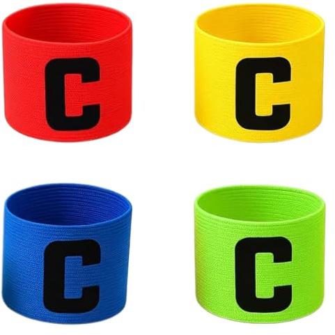 4 Brazalete de Fútbol Ajustable Brazalete de Capitan de Futbol C Banda del Capitán para Fútbol Brazalete de Capitán de Fútbol para Niños y Adultos Junior Apto