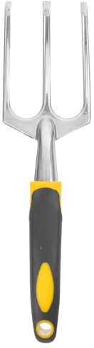 COLLBATH Fourche de Jardinage à Main 3 Dents en Acier Inoxydable Robuste pour Jardinage, Plantation de Fleurs et Légumes, Poignée Ergonomique, Outil Manuel pour Espaces Restreints et Sol Difficile