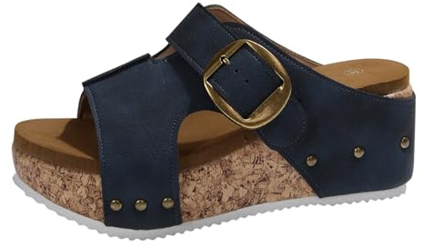 Générique Comfortable Beach Sandal - Wide Feet Wedge Sandals Women Shoes Open Toe Bare Feet Platform Sandal With Buckle Breathable Casual Chic Sandalette