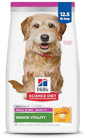 Hill's Science Diet Adult 7+ Senior Vitality Small & Mini Dry Dog Food, Chicken & Rice, 12.5 lb. Bag