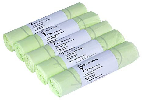 7L x 250 Tie Handle Compostable Kitchen Caddy Liners - Food Waste Bin Liners - EN 13432-7 litre Bags