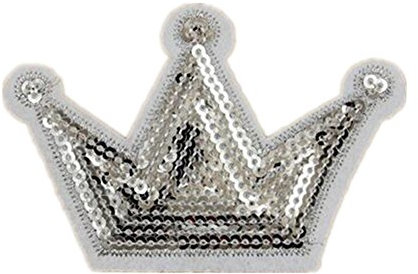 10pcs Crown Iron on Patches Sequin Decorative Embroidered Fabric Applique for Jewellery Making Outfit Bag Embellishment(Silver)