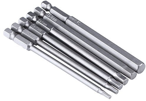 Bestgle 6pcs Magnetic Hex Screwdriver Bits Set, 100mm Long Inner Hex Head Drill Bits H2.5–H8, S2 Steel, 1/4 Shank for Electric & Hand Screwdrivers