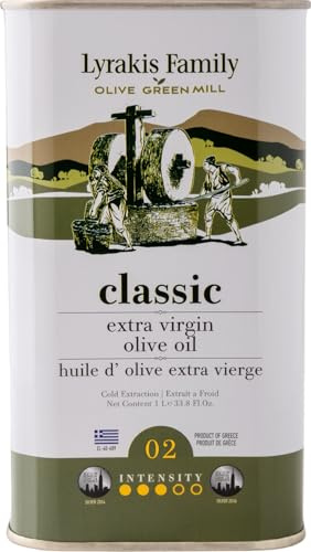 Lyrakis Family Olive Oil 1L – Greek Extra Virgin, Premium First Cold Pressed, High Polyphenols, Handpicked Olives, New Harvest, Fresh Juice from Crete – Since 1975